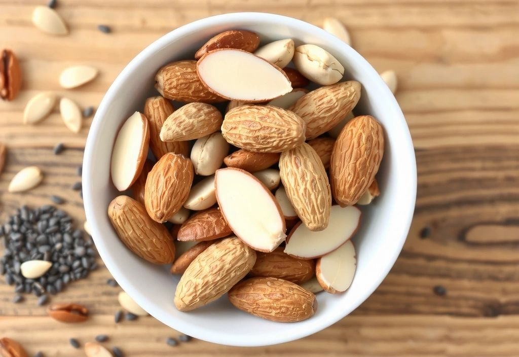 Mieszanka orzechów i nasion, w tym migdały i nasiona chia