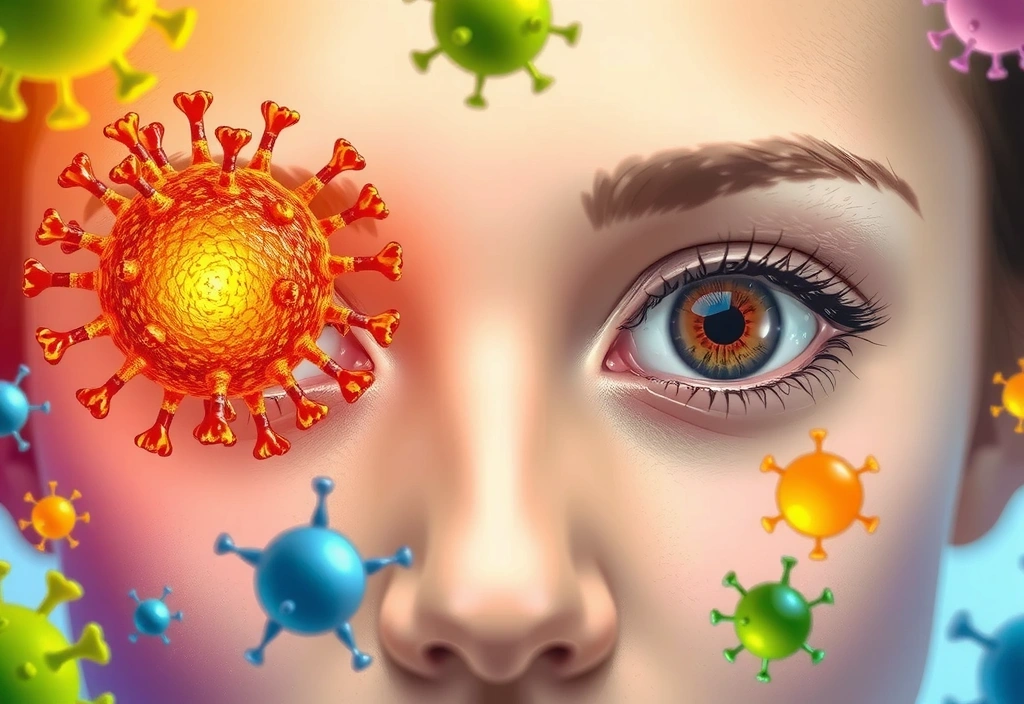 Ilustracja zdrowych oczu i skóry symbolizująca funkcje witaminy A